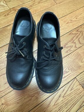 Dr. Martens Black 3-Eye Leather Derby with Yellow Stitching